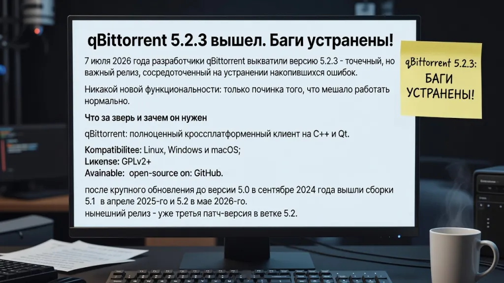 qBittorrent 5.2.3 вышел. Баги устранены!