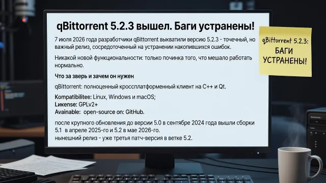 qBittorrent 5.2.3 вышел. Баги устранены!